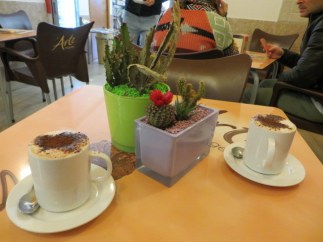 Found a table in a cute bar where we had lovely chocolate-topped cappucini.