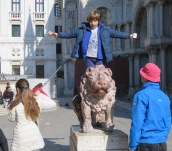 Riding the Lion of Venice.