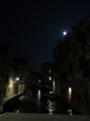 Moon over the canal, view from our hotel front door.